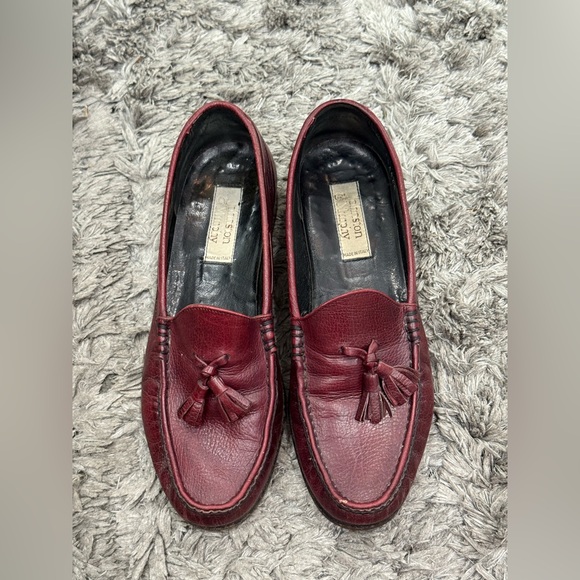 Johnston & Murphy Italy Men Sz 8.5M Vintage Dress Shoes Loafers Burgundy